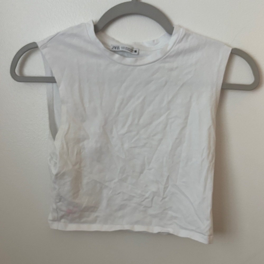 Zara Women's White Muscle Tee